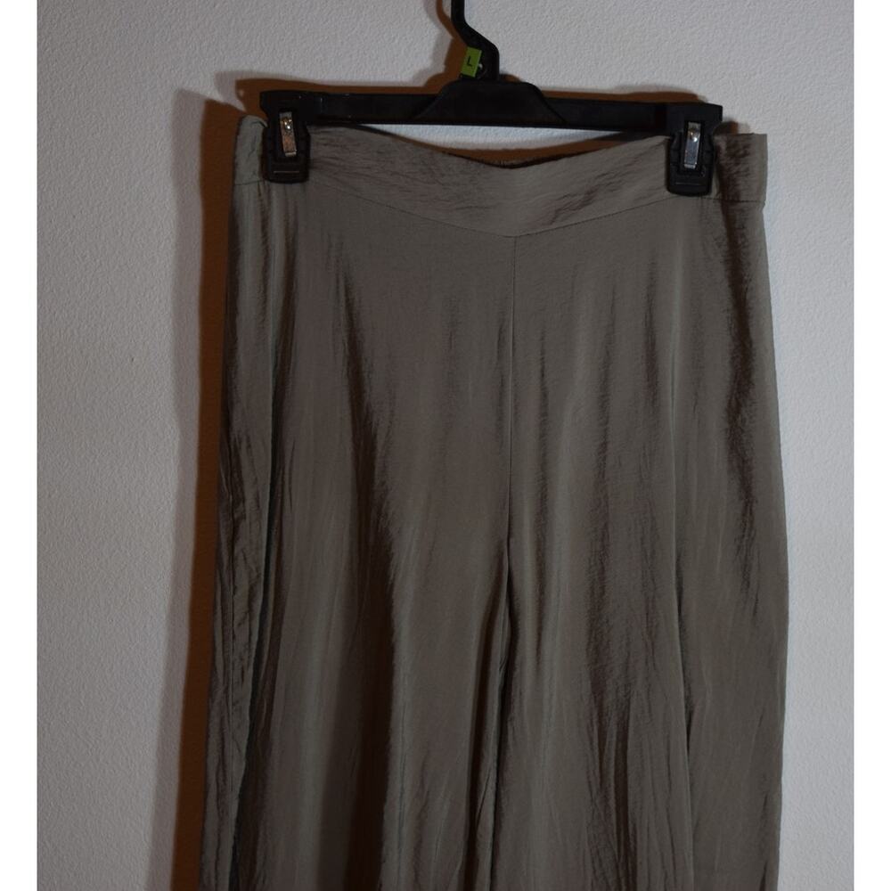 Rachel Zoe Pants Womens Small Sage Green Crinkle Wide Leg Pull On Rayon - Picture 2 of 10
